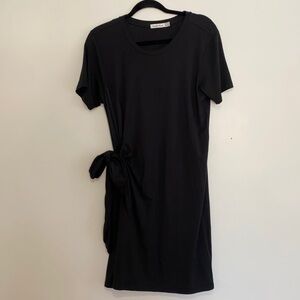 Another Love black Jersey shore mini dress size small bow in the side cinched